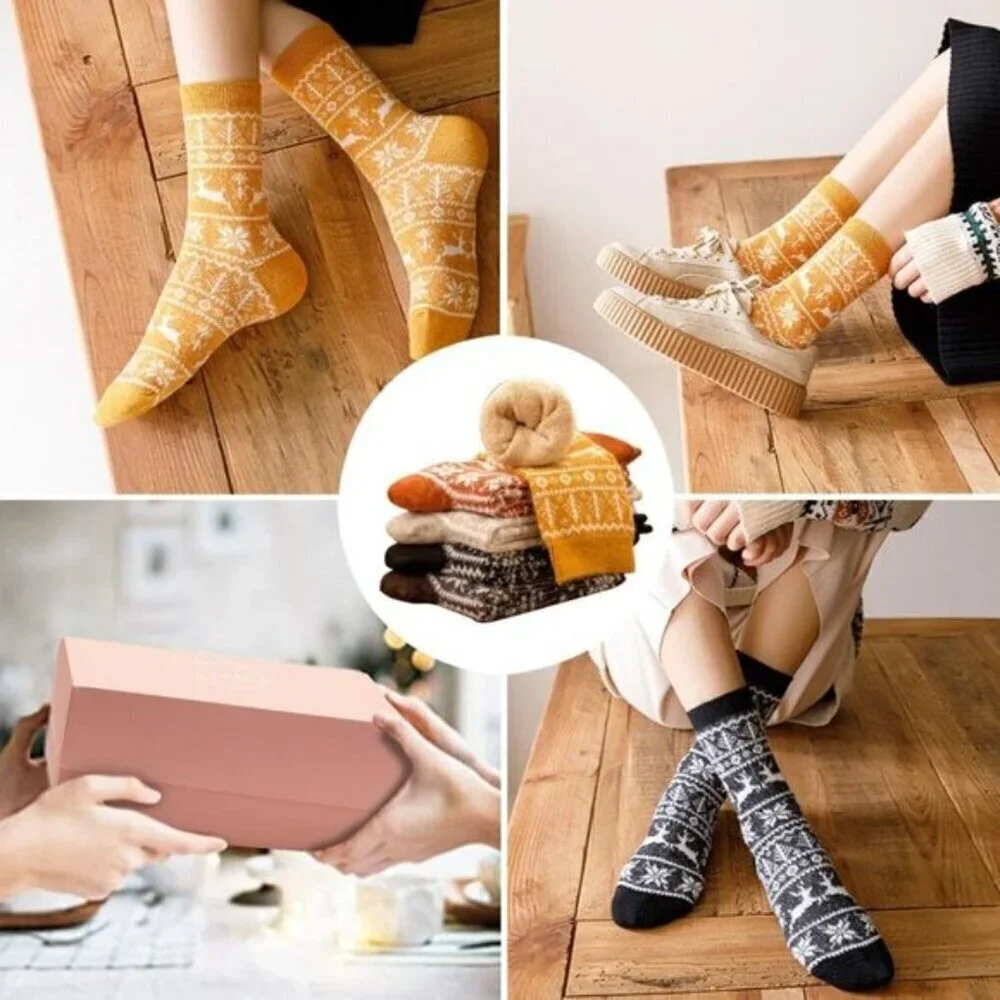 SISOSOCK Women’s Fuzzy Socks 5-Pack Cozy Soft Warm Winter Sleep Size 5-10